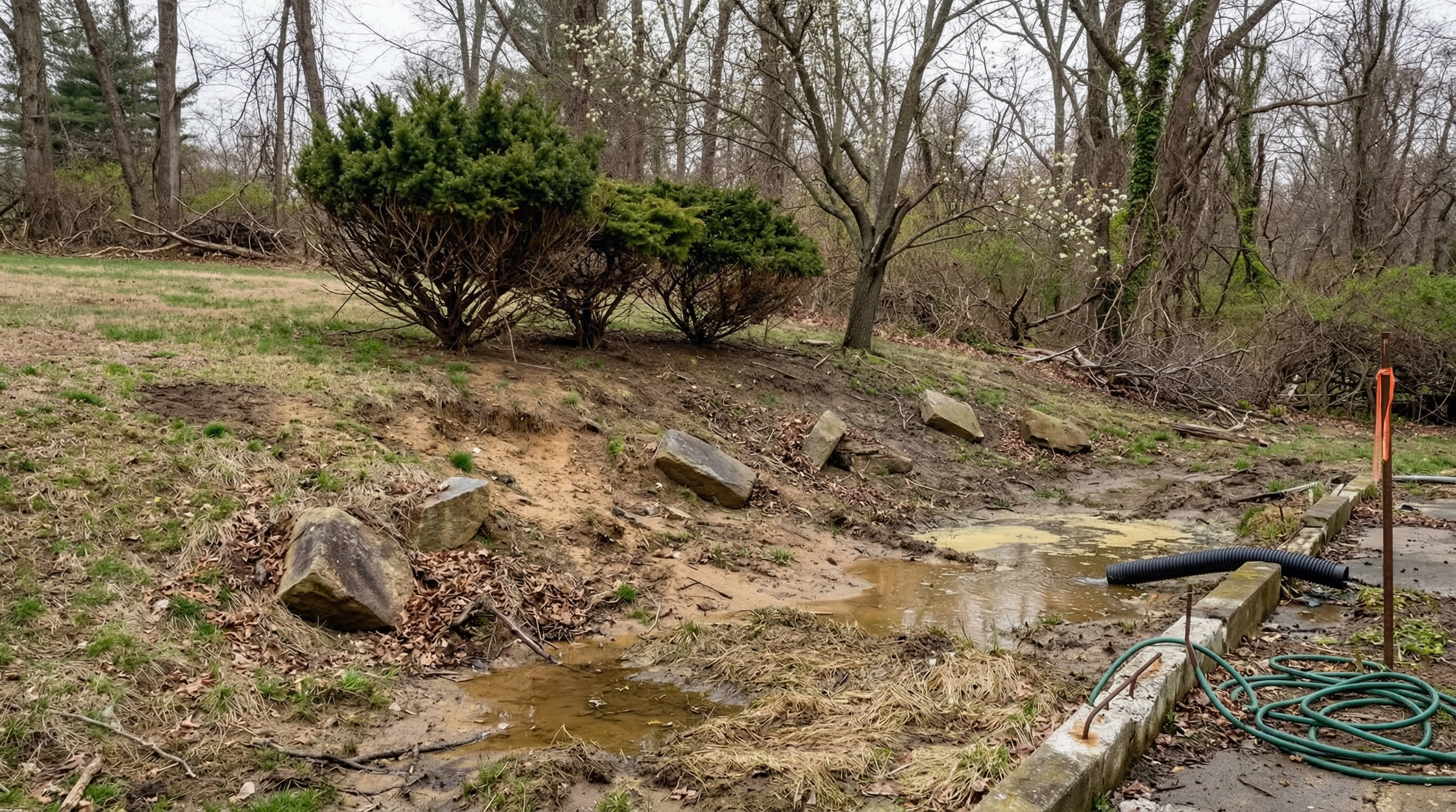 Before: Property prior to water feature installation